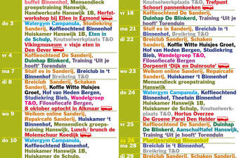 Activiteitenkalender oktober 2024